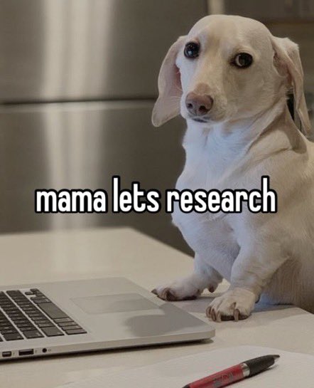 that homophobic dog meme with text:mama let's research